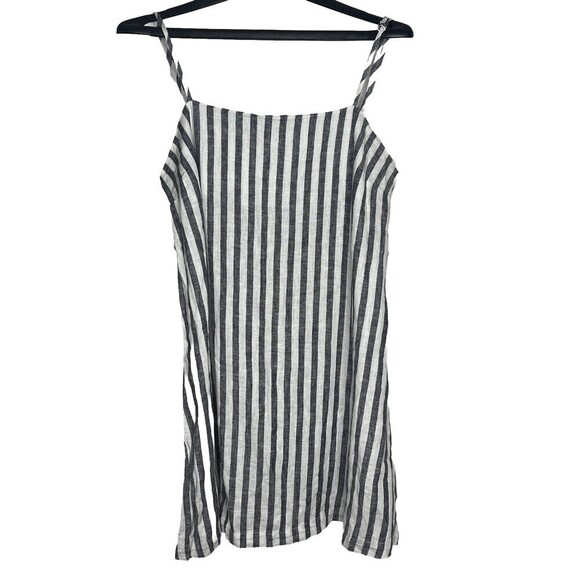 A New Day Linen Blend Spaghetti Spaghetti Strap Grey White Striped Size M NWOT - Picture 1 of 9